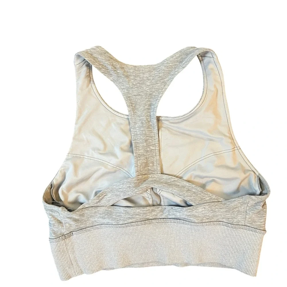 Alo Yoga Womens Heather Gray Ribbed Band Racerback Sports Bra Size Medium